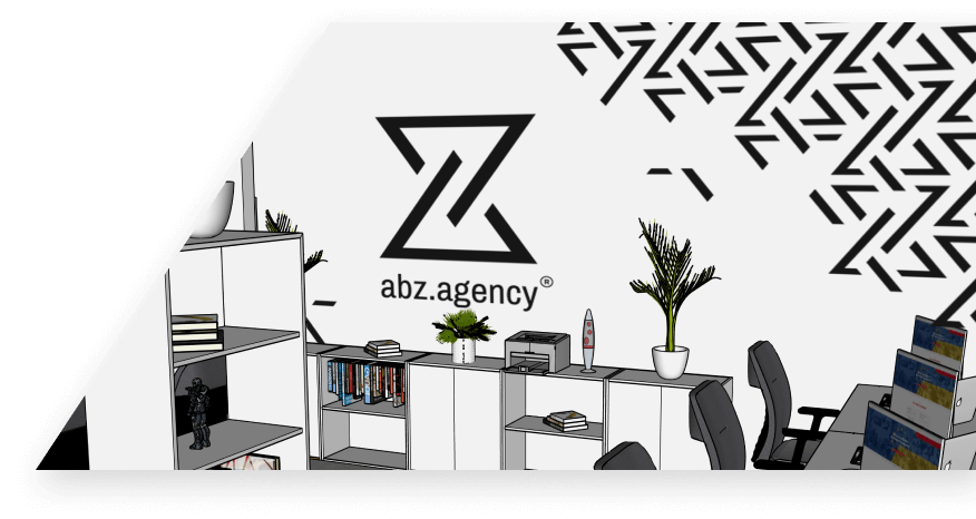 Corner patterns illustration of abz.agency® in the plan of office wall