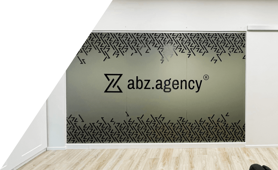 Side pattern illustration of abz.agency® on the wall