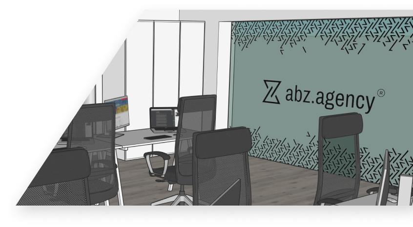 Side pattern illustration of abz.agency® in illustrative office